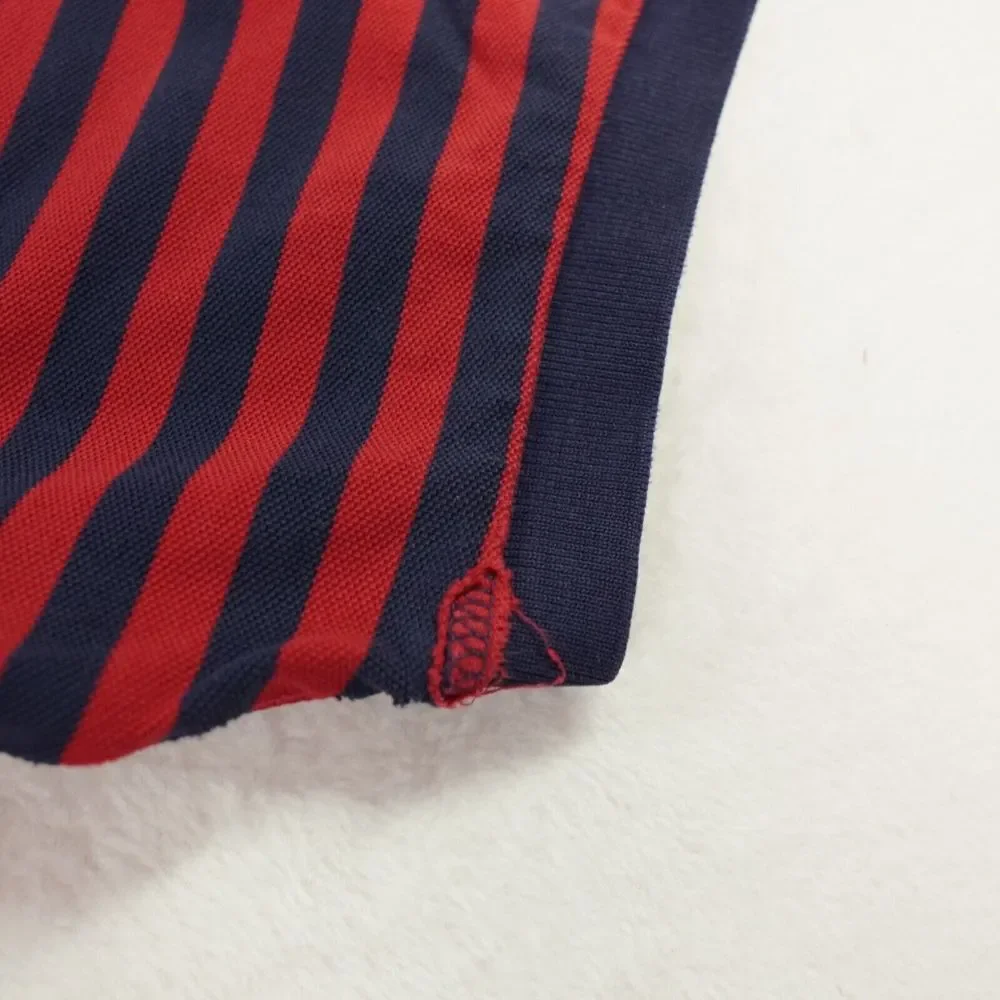 Vintage Polo Ralph Lauren Shirt Mens 1XL BIG Red Navy‎ Blue Striped Polo READ